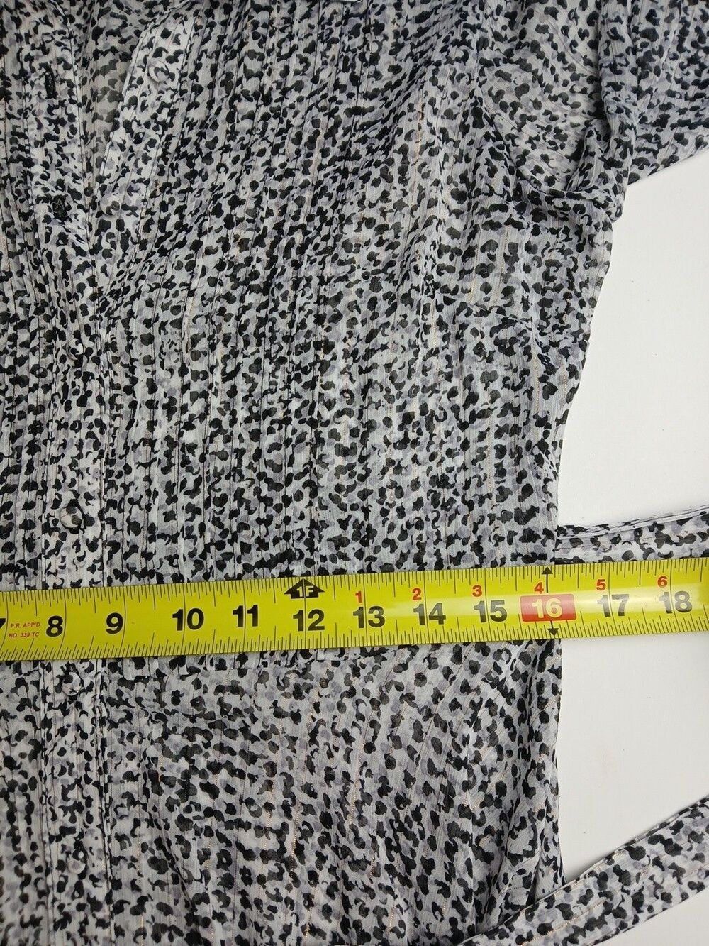 Nanette Lepore Sheer Button 3/4 Sleeve Midi Dress Shimmery Metalic Spotted 8 - Picture 11 of 12